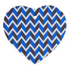 Zigzag Chevron Pattern Blue Grey Ornament (Heart)