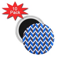 Zigzag Chevron Pattern Blue Grey 1.75  Magnets (10 pack) 