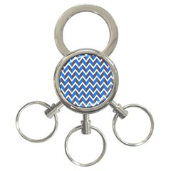Zigzag Chevron Pattern Blue Grey 3-ring Key Chains by snowwhitegirl
