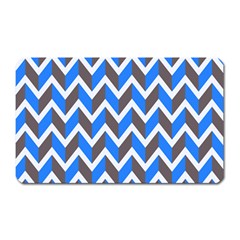 Zigzag Chevron Pattern Blue Grey Magnet (Rectangular)