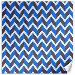 Zigzag Chevron Pattern Blue Grey Canvas 12  x 12  