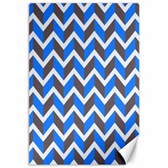 Zigzag Chevron Pattern Blue Grey Canvas 12  x 18  