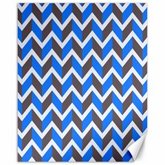 Zigzag Chevron Pattern Blue Grey Canvas 16  x 20  