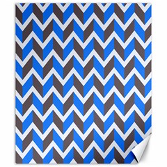 Zigzag Chevron Pattern Blue Grey Canvas 20  x 24  