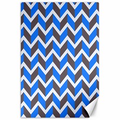 Zigzag Chevron Pattern Blue Grey Canvas 20  x 30  