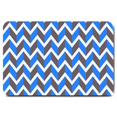 Zigzag Chevron Pattern Blue Grey Large Doormat 