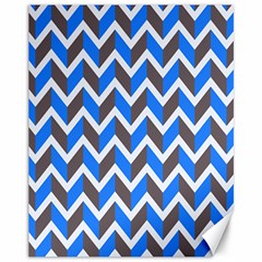 Zigzag Chevron Pattern Blue Grey Canvas 11  x 14  