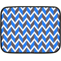 Zigzag Chevron Pattern Blue Grey Fleece Blanket (Mini)