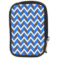 Zigzag Chevron Pattern Blue Grey Compact Camera Leather Case