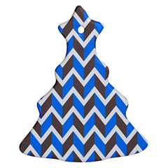 Zigzag Chevron Pattern Blue Grey Ornament (Christmas Tree) 