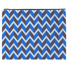 Zigzag Chevron Pattern Blue Grey Cosmetic Bag (XXXL)