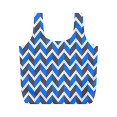 Zigzag Chevron Pattern Blue Grey Full Print Recycle Bag (M)