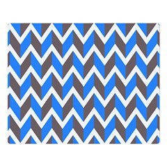 Zigzag Chevron Pattern Blue Grey Double Sided Flano Blanket (Large) 