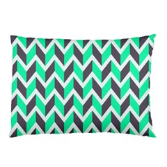 Zigzag Chevron Pattern Green Grey Pillow Case