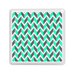 Zigzag Chevron Pattern Green Grey Memory Card Reader (square) by snowwhitegirl