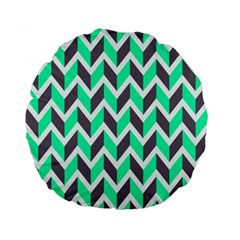 Zigzag Chevron Pattern Green Grey Standard 15  Premium Round Cushions