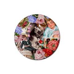 Victorian Collage Rubber Coaster (round)  by snowwhitegirl