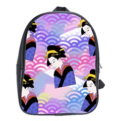 Japanese Abstract Blue School Bag (large)