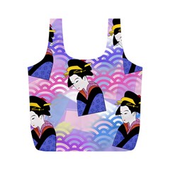 Japanese Abstract Blue Full Print Recycle Bag (m) by snowwhitegirl