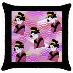 Japanese Abstract Pink Throw Pillow Case (black) by snowwhitegirl