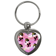 Japanese Abstract Pink Key Chains (heart)  by snowwhitegirl