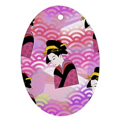 Japanese Abstract Pink Oval Ornament (two Sides)