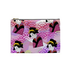 Japanese Abstract Pink Cosmetic Bag (medium)