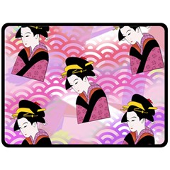 Japanese Abstract Pink Fleece Blanket (large)  by snowwhitegirl