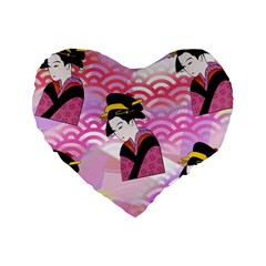Japanese Abstract Pink Standard 16  Premium Heart Shape Cushions