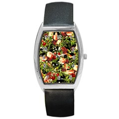 Fruit Blossom Black Barrel Style Metal Watch