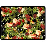 Fruit Blossom Black Double Sided Fleece Blanket (Large)  80 x60  Blanket Back