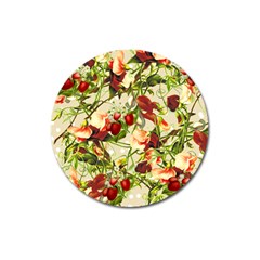 Fruit Blossom Beige Magnet 3  (round) by snowwhitegirl