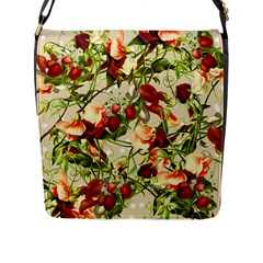 Fruit Blossom Beige Flap Closure Messenger Bag (l)