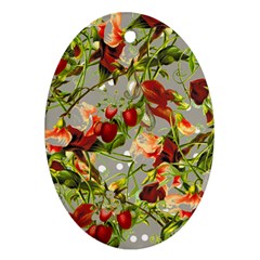 Fruit Blossom Gray Oval Ornament (two Sides)