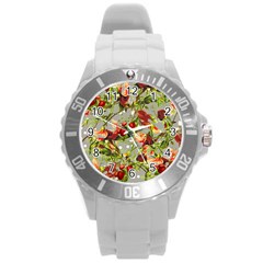 Fruit Blossom Gray Round Plastic Sport Watch (l)