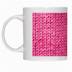 Knitted Wool Bright Pink White Mugs by snowwhitegirl