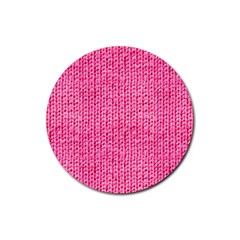 Knitted Wool Bright Pink Rubber Round Coaster (4 Pack) 