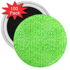 Knitted Wool Neon Green 3  Magnets (100 Pack)