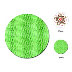 Knitted Wool Neon Green Playing Cards (round) 