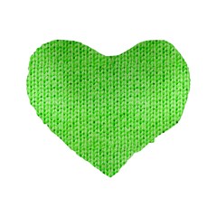 Knitted Wool Neon Green Standard 16  Premium Flano Heart Shape Cushions