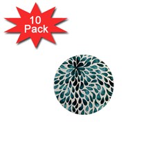 Teal Abstract Swirl Drops 1  Mini Magnet (10 Pack) 