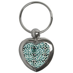 Teal Abstract Swirl Drops Key Chains (heart) 