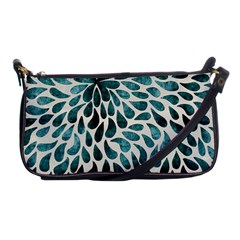 Teal Abstract Swirl Drops Shoulder Clutch Bag