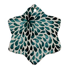 Teal Abstract Swirl Drops Ornament (snowflake)