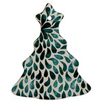 Teal Abstract Swirl Drops Christmas Tree Ornament (Two Sides) Back