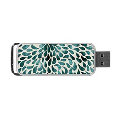 Teal Abstract Swirl Drops Portable Usb Flash (one Side)