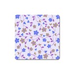 Blue Vintage Flowers Square Magnet Front