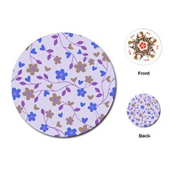 Blue Vintage Flowers Playing Cards (round) 