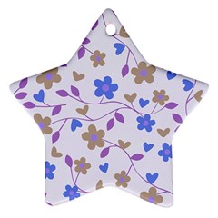 Blue Vintage Flowers Star Ornament (two Sides)