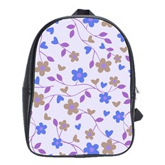 Blue Vintage Flowers School Bag (large)